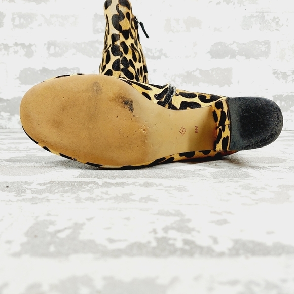 Halogen Black & Brown Leopard Printed Block Heel Ankle Boots C1049 - Picture 8 of 16